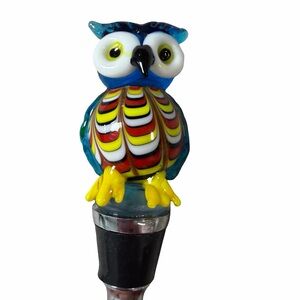 WINE STOPER - COLORFUL GLASS OWL
New without tags
